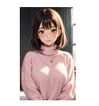 ピンクのセーターの女の子の写真2（個別スタンプ：21）