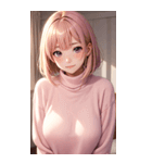 ピンクのセーターの女の子の写真2（個別スタンプ：22）