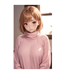 ピンクのセーターの女の子の写真2（個別スタンプ：26）