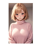 ピンクのセーターの女の子の写真2（個別スタンプ：27）
