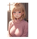ピンクのセーターの女の子の写真2（個別スタンプ：32）