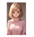 ピンクのセーターの女の子の写真2（個別スタンプ：33）