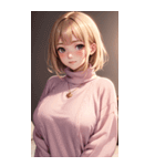 ピンクのセーターの女の子の写真2（個別スタンプ：34）