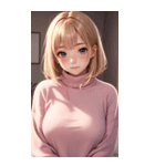 ピンクのセーターの女の子の写真2（個別スタンプ：35）