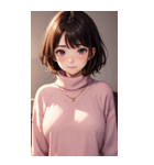 ピンクのセーターの女の子の写真2（個別スタンプ：37）