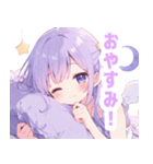 優しい月夜の女の子スタンプ（個別スタンプ：9）