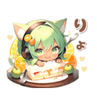 日焼け 猫耳ガール♡食欲 スイーツ（個別スタンプ：1）