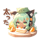 日焼け 猫耳ガール♡食欲 スイーツ（個別スタンプ：11）