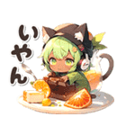 日焼け 猫耳ガール♡食欲 スイーツ（個別スタンプ：14）