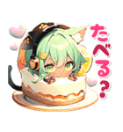 日焼け 猫耳ガール♡食欲 スイーツ（個別スタンプ：18）