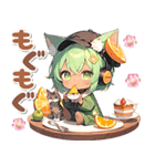 日焼け 猫耳ガール♡食欲 スイーツ（個別スタンプ：24）