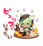 日焼け 猫耳ガール♡食欲 スイーツ（個別スタンプ：25）