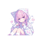 かわいい猫耳フードの女の子たちの日常。①（個別スタンプ：3）
