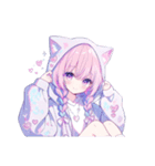 かわいい猫耳フードの女の子たちの日常。①（個別スタンプ：4）