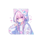 かわいい猫耳フードの女の子たちの日常。①（個別スタンプ：5）
