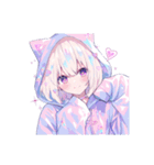 かわいい猫耳フードの女の子たちの日常。①（個別スタンプ：6）