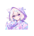 かわいい猫耳フードの女の子たちの日常。①（個別スタンプ：7）