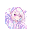 かわいい猫耳フードの女の子たちの日常。①（個別スタンプ：8）