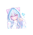 かわいい猫耳フードの女の子たちの日常。①（個別スタンプ：14）