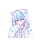 かわいい猫耳フードの女の子たちの日常。①（個別スタンプ：17）