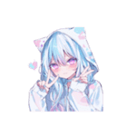 かわいい猫耳フードの女の子たちの日常。①（個別スタンプ：19）