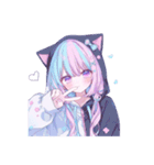 かわいい猫耳フードの女の子たちの日常。①（個別スタンプ：22）