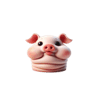 不満顔のピンクのブタ（個別スタンプ：16）