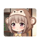 おさるに変身みなみちゃんスタンプ（個別スタンプ：21）