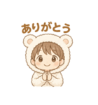 可愛いしろくまパーカー男子日常スタンプ（個別スタンプ：2）