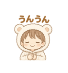 可愛いしろくまパーカー男子日常スタンプ（個別スタンプ：3）