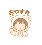 可愛いしろくまパーカー男子日常スタンプ（個別スタンプ：8）