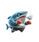 サメボクサーかわいい大暴れ絵文字ステッカ（個別スタンプ：12）