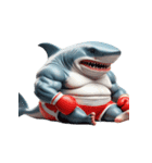サメボクサーかわいい大暴れ絵文字ステッカ（個別スタンプ：16）