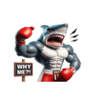 サメボクサーかわいい大暴れ絵文字ステッカ（個別スタンプ：17）