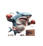 サメボクサーかわいい大暴れ絵文字ステッカ（個別スタンプ：18）