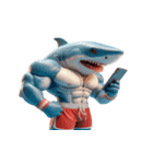 サメボクサーかわいい大暴れ絵文字ステッカ（個別スタンプ：21）