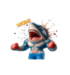 サメボクサーかわいい大暴れ絵文字ステッカ（個別スタンプ：22）