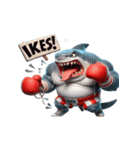 サメボクサーかわいい大暴れ絵文字ステッカ（個別スタンプ：25）