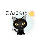 色々な猫15-1 短毛-立ち耳-黒（個別スタンプ：5）