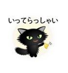 色々な猫15-3 長毛-立ち耳-黒（個別スタンプ：15）