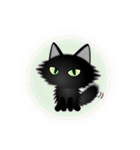 色々な猫15-3 長毛-立ち耳-黒（個別スタンプ：37）