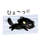 色々な猫15-4 長毛-垂れ耳-黒（個別スタンプ：34）