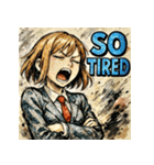ネガティブJK【水墨画風】（個別スタンプ：8）