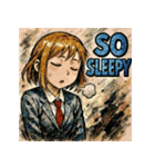 ネガティブJK【水墨画風】（個別スタンプ：10）