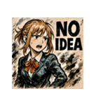 ネガティブJK【水墨画風】（個別スタンプ：15）