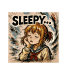 ネガティブJK【水墨画風】（個別スタンプ：19）