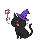ハロウィン 魔女帽子の黒ねこスタンプ（個別スタンプ：2）
