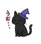 ハロウィン 魔女帽子の黒ねこスタンプ（個別スタンプ：4）