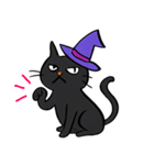 ハロウィン 魔女帽子の黒ねこスタンプ（個別スタンプ：6）