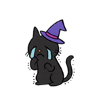 ハロウィン 魔女帽子の黒ねこスタンプ（個別スタンプ：10）